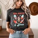 Medium Charcoal Red White And Sweet Popsicles Graphic Tee, Summer Patriotic Popsicles, Summer Barbeque, 4th Of July Tee
