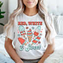  Red White And Sweet Popsicles Graphic Tee, Summer Patriotic Popsicles, Summer Barbeque, 4th Of July Tee