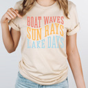 Large Cream Boat Waves Sun Rays Lake Days Graphic Tee, Summer Lake Shirt, Boat Rides Tee