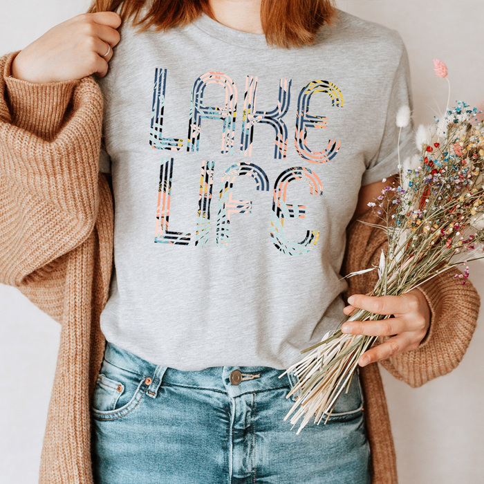 Lake Life Basic Graphic Tee, Floral Summer Shirt, Summer Lake Trips Tee 