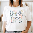 Large White Lake Life Basic Graphic Tee, Floral Summer Shirt, Summer Lake Trips Tee 