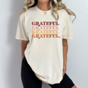 XXL Ivory Grateful Stacked Comfort Colors Tee, Thankful Graphic Tee, Thanksgiving Printed Tee