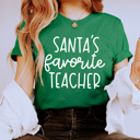  Santa's Favorite Teacher Graphic Tee, Teacher Christmas 