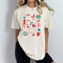 Large Ivory Christmas Favorite Things Comfort Colors Tee, Pink Christmas