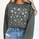  Falling Snowflakes Winter Fleece Sweatshirt, Cold Weather Sweatshirt, Snow Pullover 