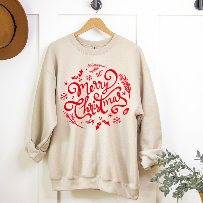 Merry Christmas Fleece Sweatshirt, Festive Holiday Pullover, Christmas Graphic 