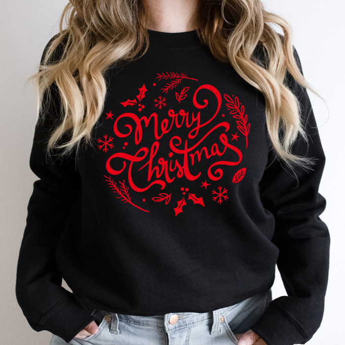 Merry Christmas Fleece Sweatshirt, Festive Holiday Pullover, Christmas Graphic 