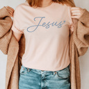 Medium Peach Jesus Heart Graphic Tee, Easter Gospel Shirt 