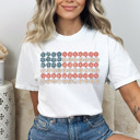 Large White Daisy Floral American Flag Comfort Colors Tee, 4th Of July Shirt, Patriotic Checkered Tee