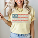  Daisy Floral American Flag Comfort Colors Tee, 4th Of July Shirt, Patriotic Checkered Tee