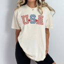 XXL Ivory USA Checkered Comfort Colors Tee, Patriotic Checkered Shirt, 4th Of July Tee