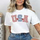 XXL White USA Checkered Comfort Colors Tee, Patriotic Checkered Shirt, 4th Of July Tee