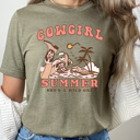  Cowgirl Summer Beach Graphic Tee, She's A Wild One Shirt, Western Beach Shirt