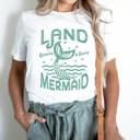 Medium White Land Mermaid Summer Graphic Tee, Splashy And Sassy Shirt, Beach Babe Tee
