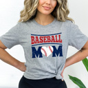 Medium Athletic Heather Baseball Mom Heart Graphic Tee, Love Baseball Shirt, Mom Life Game Day Tee