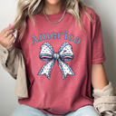  America Stars And Stripes Bow Comfort Colors Tee, Coquette Patriotic Bow Shirt, American Tee