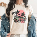 Medium Cream Beach Bum Graphic Tee, Summer Beach Vacation Shirt, Sunset Beach Tee