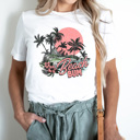XXL White Beach Bum Graphic Tee, Summer Beach Vacation Shirt, Sunset Beach Tee
