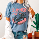 Small Blue Jean Summer Vibes Cow Comfort Colors Tee, Pool Vibes Shirt, Summer Sun Tee