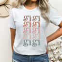 XL Ash Gray Gigi Grandma Graphic Tee, Colorful Grandma Tee