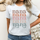 Medium Ash Gray Nana Grandma Graphic Tee, Colorful Grandma Tee