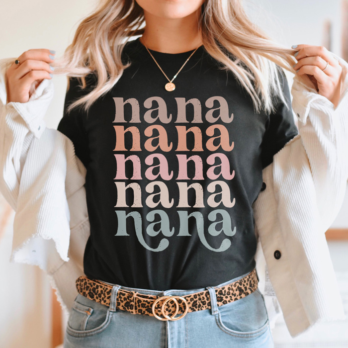 Nana Grandma Graphic Tee, Colorful Grandma Tee