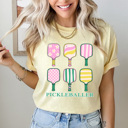 Small Butter Pickleballer Grid Comfort Colors Tee, Pickleball Paddle Grid