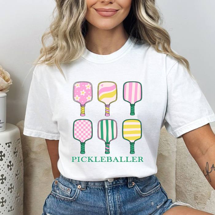 Pickleballer Grid Comfort Colors Tee, Pickleball Paddle Grid