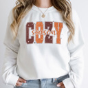 Large White Cozy Season Fall Fleece Sweatshirt, Cozy Autumn Season Pullover, Fall Nights Graphic Sweatshirt  