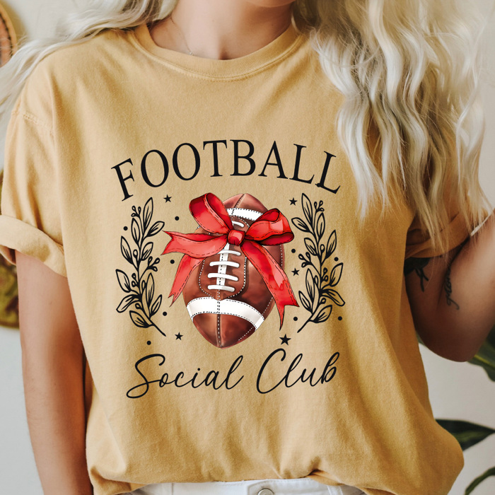 Football Social Club Comfort Colors Tee, Football Season Printed Tee, Coquette Football Shirt