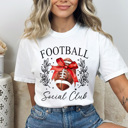 XL White Football Social Club Comfort Colors Tee, Football Season Printed Tee, Coquette Football Shirt