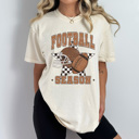  Football Season Comfort Colors Tee, Checkered Star Football Printed Tee, Game Day Shirt