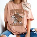 XXL Peachy Football Season Comfort Colors Tee, Checkered Star Football Printed Tee, Game Day Shirt