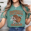  Football Season Comfort Colors Tee, Checkered Star Football Printed Tee, Game Day Shirt