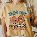 XL Mustard Falls Out Balls Out Football Comfort Colors Tee, Fall Football Season Print Tee, Thanksgiving Football Game Shirt