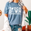 XXL Blue Jean Touch Down Game Paly Comfort Colors Tee, Football Printed Tee, Game Day Sports Shirt  