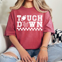 Large Crimson Touch Down Game Paly Comfort Colors Tee, Football Printed Tee, Game Day Sports Shirt  