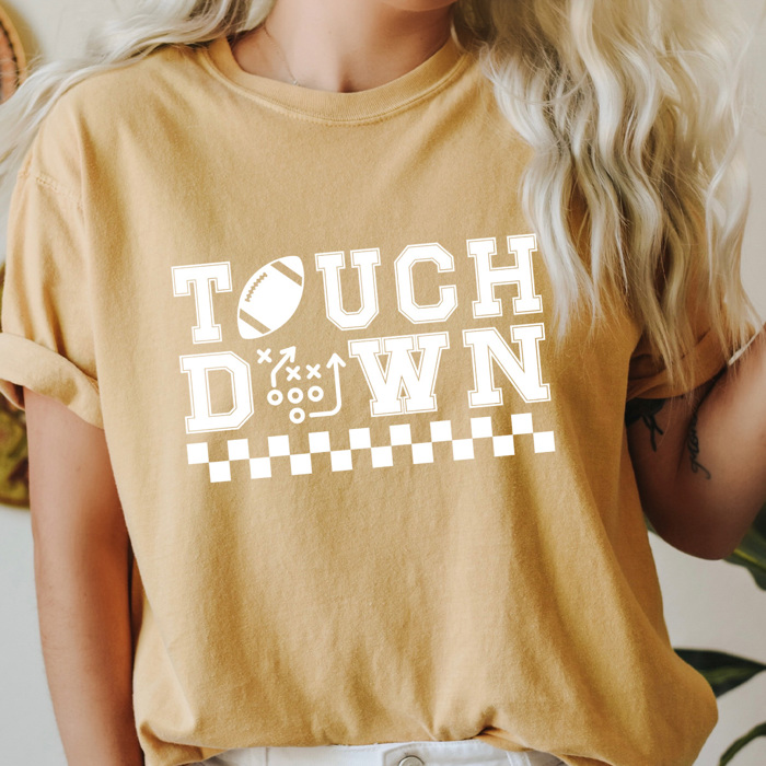Touch Down Game Paly Comfort Colors Tee, Football Printed Tee, Game Day Sports Shirt  