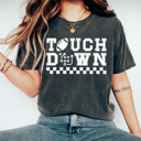 Large Pepper Touch Down Game Paly Comfort Colors Tee, Football Printed Tee, Game Day Sports Shirt  