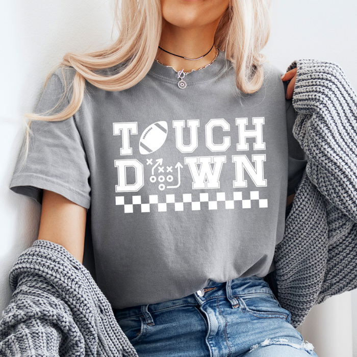 Touch Down Game Paly Comfort Colors Tee, Football Printed Tee, Game Day Sports Shirt  