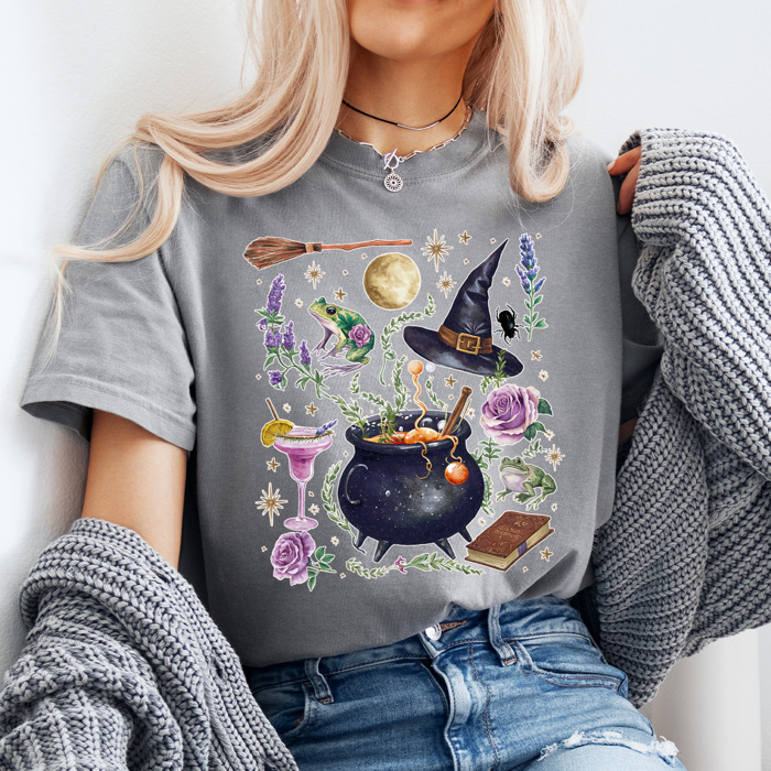 Spooky Halloween Favorites Comfort Colors Tee, Spooky Season Printed Tees, Witchy Ghost Shirts  