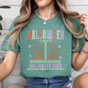 Large Light Green Halloween Tour Comfort Colors Tee, Halloween Night Activities Printed Tee, Halloween Town Shirt 