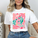XL White Floral Western Cowgirl Boot Comfort Colors, Western Boots Shirt, Pink Desert Tee
