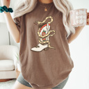XL Espresso Floral Cowgirl Boot Snake Comfort Colors Tee, Country Shirt, Desert Tee