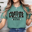XL Light Green Coffee Makes Me Nicer Comfort Colors Tee, Caffeine Life Shirt, Floral Coffee Tee
