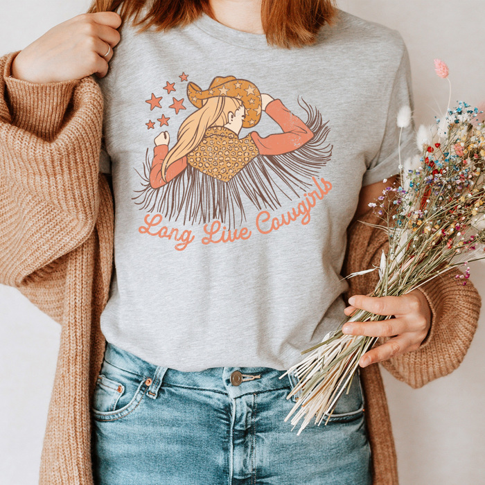 Long Live Cowgirls Basic Graphic Tee, Western Cowgirl Shirt, Country Girl Tee