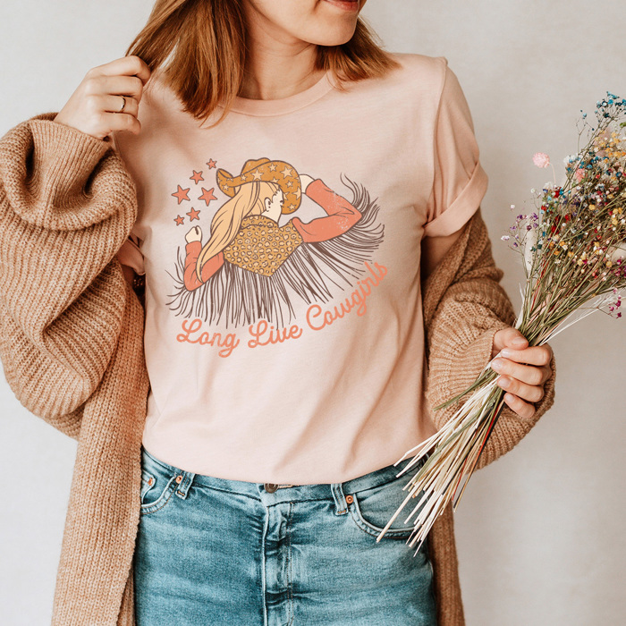 Long Live Cowgirls Basic Graphic Tee, Western Cowgirl Shirt, Country Girl Tee