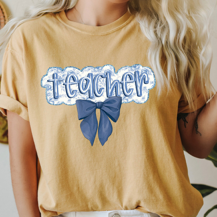 Teacher Blue Floral Coquette Comfort Colors Tee, Blue Roses Teaching Shirt, School Teacher Tee