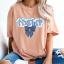 Small Peachy Teacher Blue Floral Coquette Comfort Colors Tee, Blue Roses Teaching Shirt, School Teacher Tee
