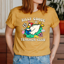 Large Ginger Silly Goose Teacher Club Basic Graphic Tee, Reading Goose Shirt, Silly Goose Tee